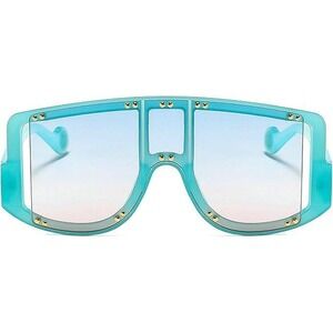 Oversized Shield Sunglasses Women Fashion‎ Visor Sunglasses Rivet Design Luxury